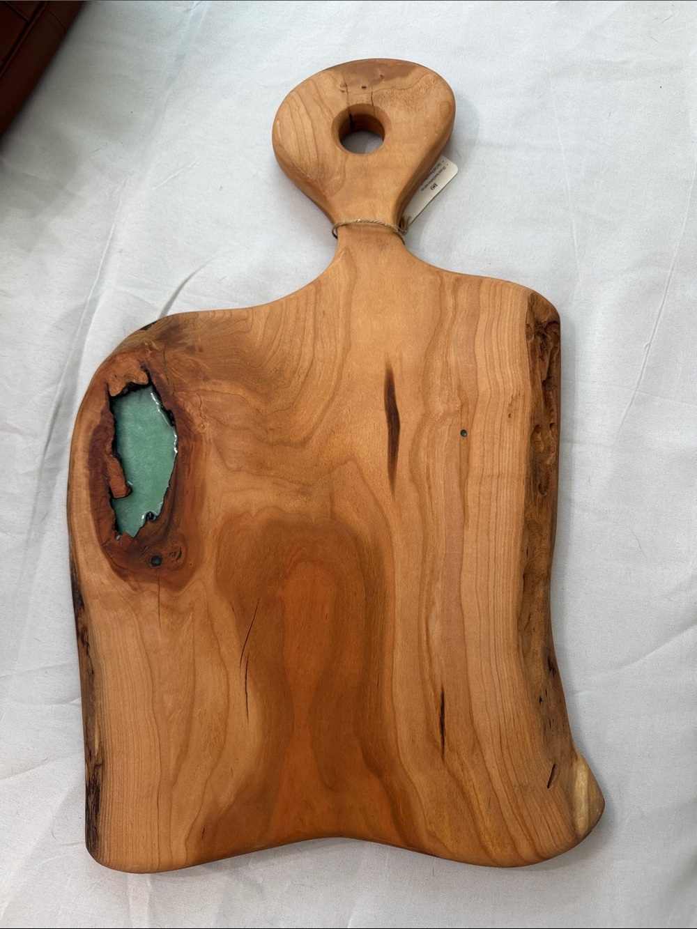 Handcrafted Teak Serving/Charcuterie Board with Turquoise Inlay